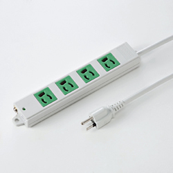 サンワサプライ TAP-K4-3G 3P、3m、4個口タップ緑色(バックアップ用)