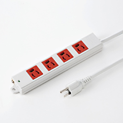 サンワサプライ TAP-K4-3R 3P、3m、4個口タップ赤色(緊急用)