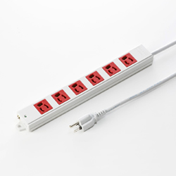 サンワサプライ TAP-K6-3R 3P、3m、6個口タップ赤色(緊急用)