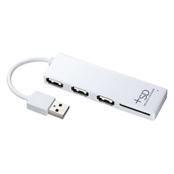 サンワサプライ USB-HCS307W SDカードリーダー付きUSB2.0ハブ