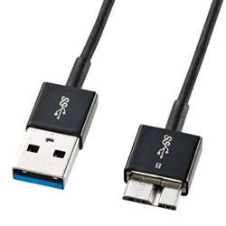 サンワサプライ KU30-AMCSS05 USB3.0マイクロケーブル(A-MicroB) 0.5m超ごく細