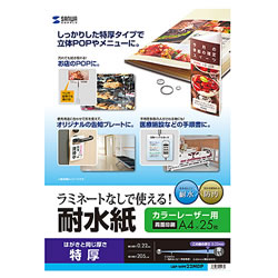 サンワサプライ LBP-WPF22MDP カラーレーザー用耐水紙(特厚・A4)
