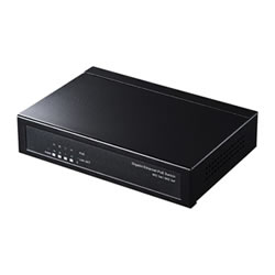 サンワサプライ LAN-GIGAPOES5 ギガビット対応薄型PoEハブ(5ポート)