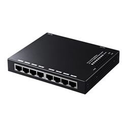 サンワサプライ LAN-GIGAPOES9 ギガビット対応薄型PoEハブ(9ポート)