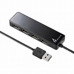 サンワサプライ USB-HTV410BKN HDD接続対応・面ファスナー付4ポートUSB2.0ハブ