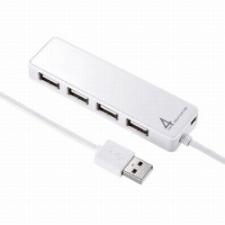 サンワサプライ USB-HTV410WN HDD接続対応・面ファスナー付4ポートUSB2.0ハブ