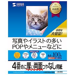 サンワサプライ JP-ERV5NA4-100 インクジェット用両面印刷紙・厚手(大容量)
