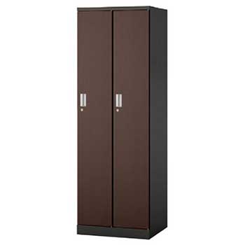 2人用ロッカー 3点ロック 内筒交換錠 ダークウォールナット