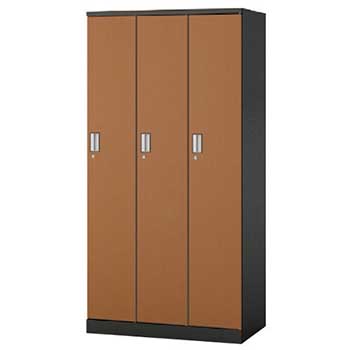 3人用ロッカー 3点ロック 内筒交換錠 チーク