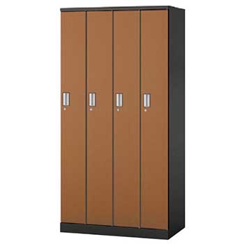 4人用ロッカー 3点ロック 内筒交換錠 チーク