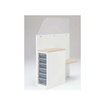 採血ブース 左置き用 深型クリスタル プライズウッドライト天板