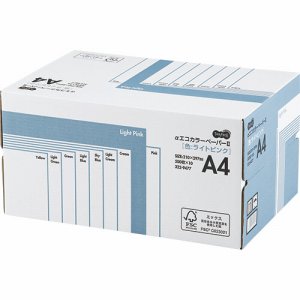AECLPA4-BX αエコカラーペーパーII A4 ライトピンク 業務用パック 汎用品 (322-9477) 1箱=5000枚