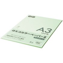 AECLGA3-PK αエコカラーペーパーII A3 ライトグリーン 少枚数パック 汎用品 (325-8309) 1冊=100枚