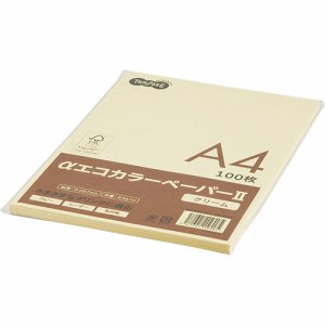 AECCRA4-PK αエコカラーペーパーII A4 クリーム 少枚数パック 汎用品 (322-9651) 1冊=100枚