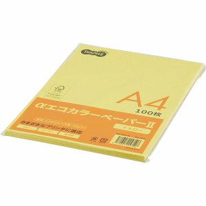 AECYEA4-PK αエコカラーペーパーII A4 イエロー 少枚数パック 汎用品 (322-9712) 1冊=100枚