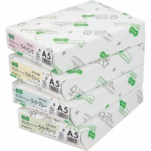 AEC-LBA5B αエコカラーペーパーII A5 ライトブルー 汎用品 (129-5535) 1冊=500枚