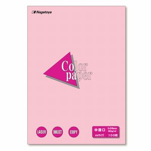 Nagatoya ナ-3221 COLOR PAPER A4 中厚口 桃 (125-0893) 1冊=100枚