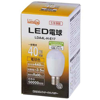 インターテクノロジー LDA4L-H-E17 LED電球 ミニクリプトン形 E17口金 3.5W 3000K 電球色