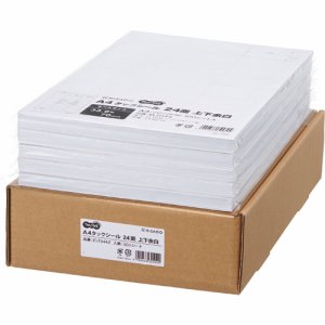 ELT044Z A4タックシール 業務用パック 24面 33.9×70mm 上下余白 汎用品 (427-2434) 1箱=500