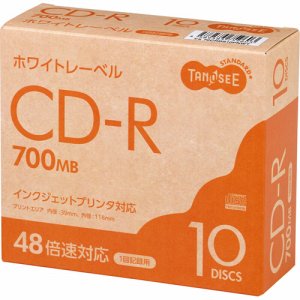 70CRS10PNT データ用CD－R 700MB 48倍速 ホワイトプリンタブル スリムケース 汎用品 (427-4506) 