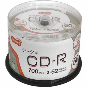 OSCR80GP50 データ用CD-R 700MB 52倍速 ホワイトワイドプリンタブル スピンドルケース 汎用品 (427-4