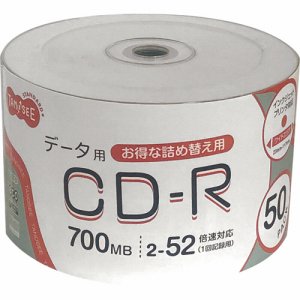 OSCR80G50T データ用CD－R 700MB 52倍速 ホワイトワイドプリンタブル 詰替え用 汎用品 (427-4568)