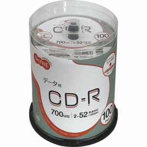 OSCR80G100 データ用CD－R 700MB 52倍速 ホワイトワイドプリンタブル スピンドルケース 汎用品 (427-4