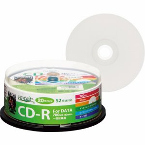 HIDISC HDCR80GP20 データ用CD-R 700MB 52倍速 ホワイトワイドプリンタブル スピンドルケース (42