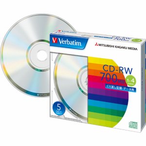 Verbatim SW80QU5V1 データ用CD-RW 700MB 4倍速 ブランドシルバー 5mmスリムケース (228-3