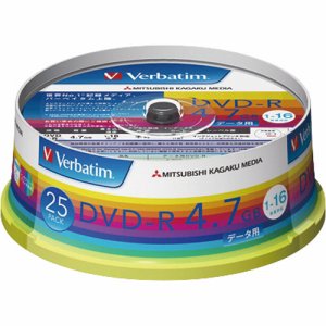 Verbatim DHR47JP25V1 データ用DVD-R 4.7GB 1-16倍速 ホワイトワイドプリンタブル スピンドルケ
