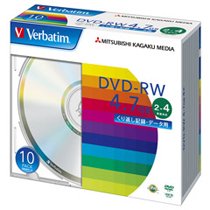 Verbatim DHW47Y10V1 データ用DVD-RW 4.7GB 4倍速 ブランドシルバー 5mmスリムケース (228