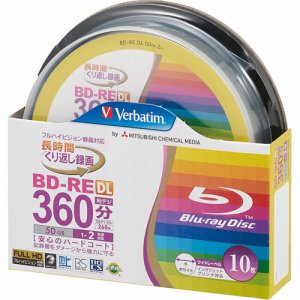 Verbatim VBE260NP10SV1 録画用BD-RE DL 260分 1-2倍速 ホワイトワイドプリンタブル スピンド