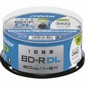 JVC VBR260RP30SJ2 録画用BD-R DL 260分 1-6倍速 ホワイトワイドプリンタブル スピンドルケース (