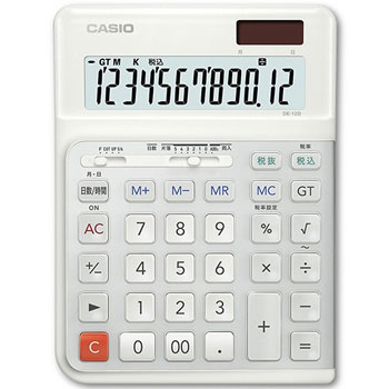 CASIO DE-12D-WE-N 人間工学電卓 12桁 デスクタイプ ホワイト