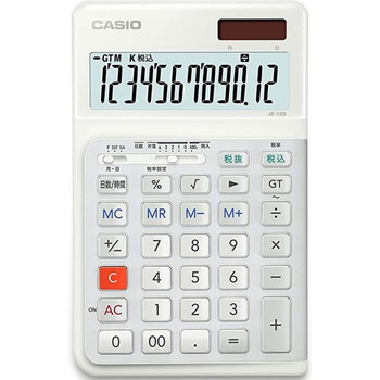 CASIO JE-12D-WE-N 人間工学電卓 12桁 ジャストタイプ ホワイト