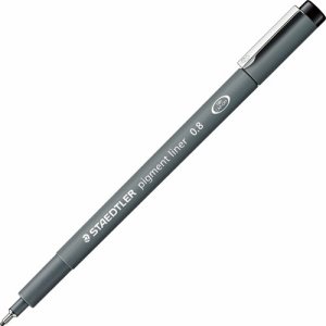 ステッドラー 308 08-9 ピグメントライナー 0.8mm 黒 (911-7768) 1セット＝10本