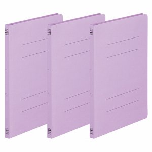 NS-A4S-3V ノンステープルタイプフラットファイル A4タテ 背幅18mm 紫 3冊パック 汎用品 (315-4564)