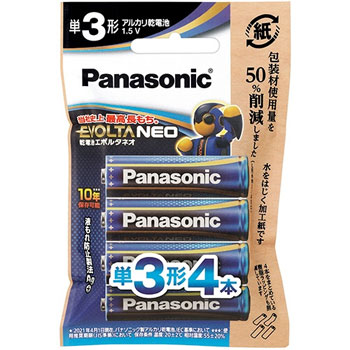 PANASONIC LR6NJ/4H アルカリ乾電池 エボルタNEO エシカルパッケージ 単3形 4本パック