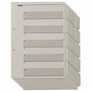 TO5ME-10GY 見出しカード(エコノミータイプ) A4タテ 2穴 5山+扉紙 グレー 汎用品 (419-4286) 1パッ