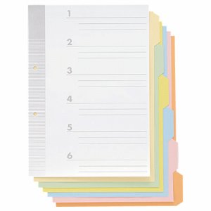 TO6M-10 見出しカード A4タテ 2穴 6色6山+扉紙 汎用品 (215-6637) 1パック=10組