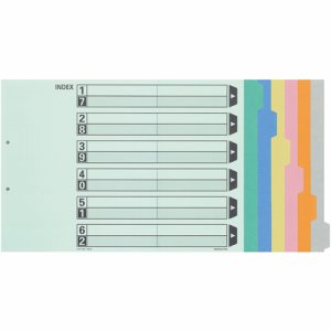 コクヨ シキ-113 カラー仕切カード(ファイル用・6山見出シ) A3ヨコ 2穴 6色+扉紙 (014-8797) 1パック=1
