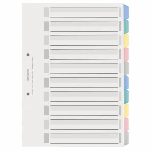 コクヨ シキ-P120 カラー仕切カード(PP) ファイル用 A4タテ 2穴 5色 10山見出シ+扉紙 1組 (311-7286