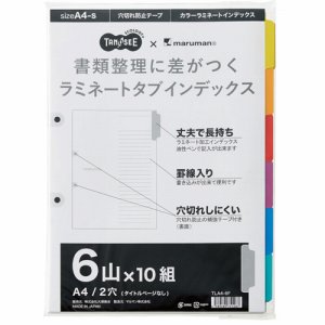 TLA4-6F ラミネートタブインデックス A4タテ 2穴 6山 汎用品 (212-5246) 1パック=10組