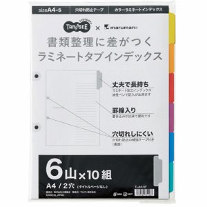 TLA4-6F ラミネートタブインデックス A4タテ 2穴 6山 汎用品 (212-5246) 1パック＝10組