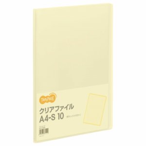 TCF-A4-10Y クリアファイル A4タテ 10ポケット 背幅8mm イエロー 汎用品 (219-2222)