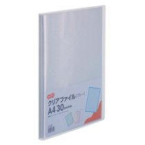 TCF-A4-30B クリアファイル A4タテ 30ポケット 背幅17mm ブルー 10冊セット 汎用品 (710-4084) 