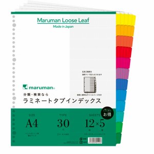 マルマン LT3012F クリアポケット専用 ラミネートタブインデックス A4ワイド 30穴 6色12山+扉紙 (618-750