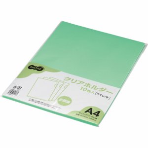 OCHA4-10U カラークリアホルダー(単色タイプ) A4 うぐいす 1セット30枚 汎用品 (912-5776) 1セット=
