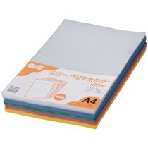 OCHA4AS-100 カラークリアホルダー(アソートタイプ) A4 5色 汎用品 (018-4687) 1パック=100枚:各