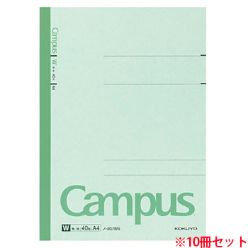 コクヨ ノ-201W キャンパスノート(特殊罫) A4 無地 40枚 10冊セット (914-8176) 1セット=10冊